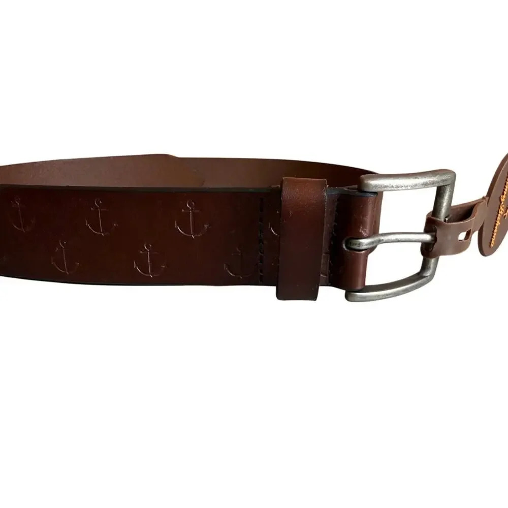 Tommy Bahama Leather Anchor Belt Brown S